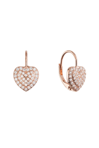 Obrázok pre Pozlátené strieborné náušnice trblietavé srdce 11714.1 rose gold