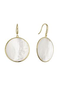 Obrázok pre Pozlátené strieborné náušnice väčšie kolieska s perleťou 11796.1