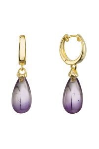 Obrázok pre Pozlátené visiace náušnice kvapky s ametystom 11733.3