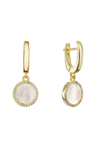 Obrázok pre Pozlátené visiace náušnice s bielou perleťou 11734.1