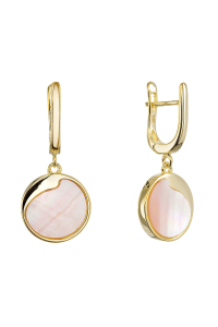 Obrázok pre Pozlátené visiace náušnice s ružovou perleťou 11739.3