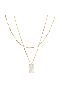 Obrázok pre Pozlátený dvojitý náhrdelník s bielou perleťou 12155.1