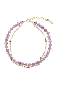 Obrázok pre Pozlátený dvojitý náramok s ametystami 13115.3