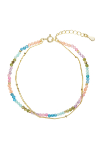 Pozlátený dvojitý náramok s farebnými kameňmi 13114.3 Obrázok pre Pozlátený dvojitý náramok s farebnými kameňmi 13114.3