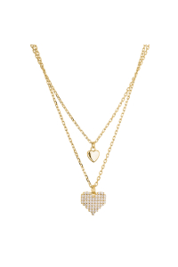 Pozlátený dvojradový náhrdelník srdiečka 12153.1 Obrázok pre Pozlátený dvojradový náhrdelník srdiečka 12153.1