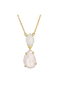 Pozlátený náhrdelník s ruženínom a chalcedónom 12161.3 Obrázok pre Pozlátený náhrdelník s ruženínom a chalcedónom 12161.3