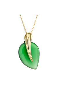 Pozlátený náhrdelník so zeleným achátom 12171.3 Obrázok pre Pozlátený náhrdelník so zeleným achátom 12171.3