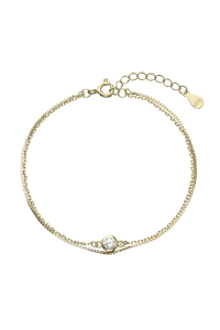 Pozlátený náramok dvojitá retiazka so zirkónom 63006 Obrázok pre Pozlátený náramok dvojitá retiazka so zirkónom 63006