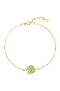 Pozlátený náramok s bielymi zirkónmi štvorlístok 13008.1 Obrázok pre Pozlátený náramok s bielymi zirkónmi štvorlístok 13008.1