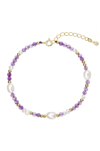 Pozlátený náramok s perlami a ametystmi 13113.3 Obrázok pre Pozlátený náramok s perlami a ametystmi 13113.3