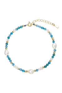 Pozlátený náramok s perlami a apatitmi 13113.3 Obrázok pre Pozlátený náramok s perlami a apatitmi 13113.3