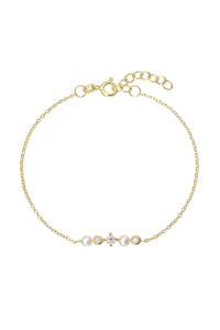 Pozlátený náramok s riečnymi perličkami a zirkónmi 23031.1 Obrázok pre Pozlátený náramok s riečnymi perličkami a zirkónmi 23031.1