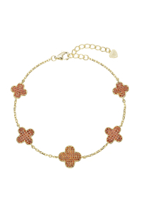 Pozlátený náramok so štvorlístkami 13108.3 oranžový Obrázok pre Pozlátený náramok so štvorlístkami 13108.3 oranžový