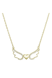 Pozlátený strieborný náhrdelník anjelské krídla so srdiečkom 12136.1 Obrázok pre Pozlátený strieborný náhrdelník anjelské krídla so srdiečkom 12136.1