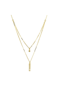 Pozlátený strieborný náhrdelník gulička a úzky obdĺžnik so zirkónmi biely 12057.1 crystal Obrázok pre Pozlátený strieborný náhrdelník gulička a úzky obdĺžnik so zirkónmi biely 12057.1 crystal