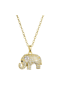 Pozlátený strieborný náhrdelník slon s bielymi zirkónmi 12060.1 Obrázok pre Pozlátený strieborný náhrdelník slon s bielymi zirkónmi 12060.1