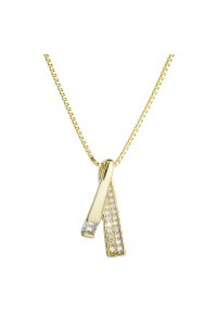 Pozlátený strieborný náhrdelník stuha so zirkónmi 12054.1 Obrázok pre Pozlátený strieborný náhrdelník stuha so zirkónmi 12054.1