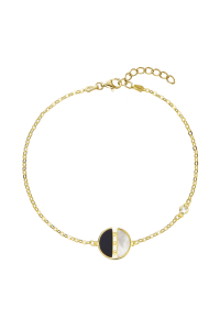 Pozlátený strieborný náramok retiazka s okrúhlym čiernoperleťovým príveskom 13026.1 Obrázok pre Pozlátený strieborný náramok retiazka s okrúhlym čiernoperleťovým príveskom 13026.1