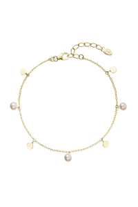 Pozlátený strieborný náramok tri perličky striedavo so striebornou placičkou 23027.1 Obrázok pre Pozlátený strieborný náramok tri perličky striedavo so striebornou placičkou 23027.1