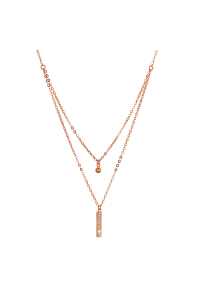 Pozlátený strieborný Rose Gold náhrdelník gulička a úzky obdĺžnik so zirkónmi biely 12057.1 crystal Obrázok pre Pozlátený strieborný Rose Gold náhrdelník gulička a úzky obdĺžnik so zirkónmi biely 12057.1 crystal