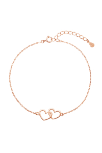 Obrázok pre Pozlátený strieborný Rose Gold náramok dve srdiečka 63009 rose