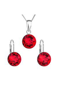 Sada šperkov s kryštálmi Swarovski náušnice, retiazka a prívesok červené okrúhle 39140.3 Obrázok pre Sada šperkov s kryštálmi Swarovski náušnice, retiazka a prívesok červené okrúhle 39140.3