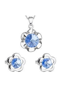 Sada šperkov s kryštálmi Swarovski náušnice, retiazka a prívesok modrá kytička 39173.3 Obrázok pre Sada šperkov s kryštálmi Swarovski náušnice, retiazka a prívesok modrá kytička 39173.3