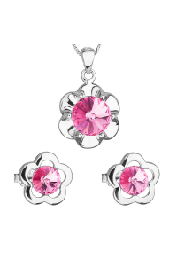 Sada šperkov s kryštálmi Swarovski náušnice, retiazka a prívesok ružová kvietka 39173.3 Obrázok pre Sada šperkov s kryštálmi Swarovski náušnice, retiazka a prívesok ružová kvietka 39173.3