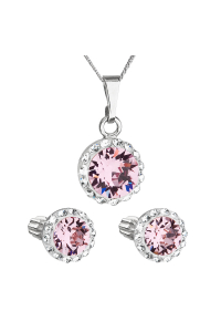 Sada šperkov s kryštálmi Swarovski náušnice, retiazka a prívesok ružové okrúhle 39352.3 light rose Obrázok pre Sada šperkov s kryštálmi Swarovski náušnice, retiazka a prívesok ružové okrúhle 39352.3 light rose