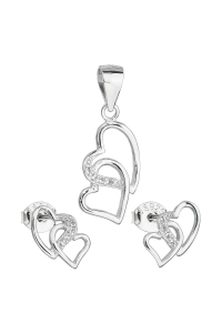 Sada šperkov so zirkónom náušnice a prívesok biele srdce 19015.1 Obrázok pre Sada šperkov so zirkónom náušnice a prívesok biele srdce 19015.1