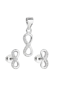 Sada šperkov so zirkónom náušnice a prívesok bielej nekonečno 19016.1 Obrázok pre Sada šperkov so zirkónom náušnice a prívesok bielej nekonečno 19016.1
