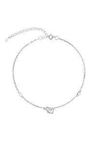 Obrázok pre Strieborná retiazka na nohu dve srdiečka a biele zirkóny 16008.1