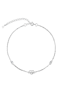 Obrázok pre Strieborná retiazka na nohu srdiečka a biele zirkóny 16007.1