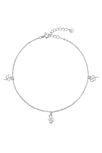 Obrázok pre Strieborná retiazka na nohu štvorlístky so zirkónmi 16006.1