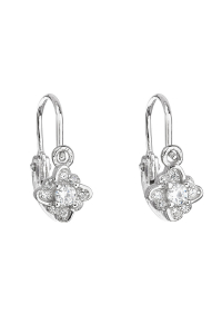 Obrázok pre Strieborné detské náušnice visiace so zirkónom biela kvietka 11175.1