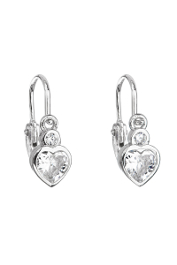 Obrázok pre Strieborné detské náušnice visiace so zirkónom biele srdce 11178.1