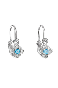 Obrázok pre Strieborné detské náušnice visiace so zirkónom modrá kytička 11175.3