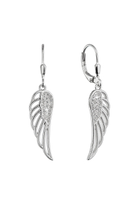 Obrázok pre Strieborné dlhé náušnice anjelské krídla so zirkónmi 11544.1