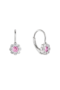 Strieborné náušnice detské kvietky so zirkónmi 11476.3 rose Obrázok pre Strieborné náušnice detské kvietky so zirkónmi 11476.3 rose