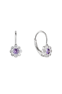 Strieborné náušnice detské kvietky so zirkónmi 11476.3 violet Obrázok pre Strieborné náušnice detské kvietky so zirkónmi 11476.3 violet