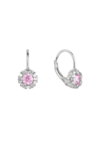 Strieborné náušnice detské okrúhle so zirkónmi 11474.3 rose Obrázok pre Strieborné náušnice detské okrúhle so zirkónmi 11474.3 rose