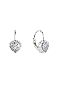 Strieborné náušnice detské srdiečka so zirkónmi 11473.1 crystal Obrázok pre Strieborné náušnice detské srdiečka so zirkónmi 11473.1 crystal