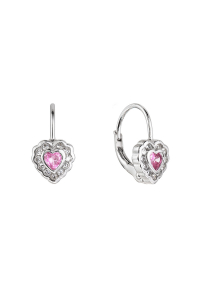 Strieborné náušnice detské srdiečka so zirkónmi 11473.3 rose Obrázok pre Strieborné náušnice detské srdiečka so zirkónmi 11473.3 rose
