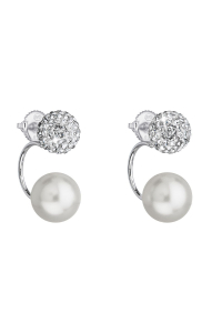 Strieborné náušnice dvojité s kryštálmi Preciosa biele okrúhle 31178.1 Obrázok pre Strieborné náušnice dvojité s kryštálmi Preciosa biele okrúhle 31178.1