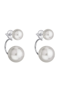 Strieborné náušnice dvojité s perlou Preciosa biele okrúhle 31177.1 Obrázok pre Strieborné náušnice dvojité s perlou Preciosa biele okrúhle 31177.1