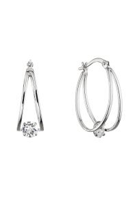 Strieborné náušnice hladké kruhy so Swarovski kryštálom 31323.1 Obrázok pre Strieborné náušnice hladké kruhy so Swarovski kryštálom 31323.1