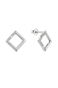 Strieborné náušnice kosoštvorčeky so zirkónmi 11527.1 crystal Obrázok pre Strieborné náušnice kosoštvorčeky so zirkónmi 11527.1 crystal