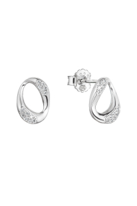 Obrázok pre Strieborné náušnice kôstky ovál so zirkónmi 11423.1