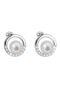 Obrázok pre Strieborné náušnice kôstky s bielou riečnou perlou 21022.1B