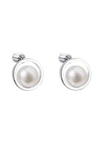 Obrázok pre Strieborné náušnice kôstky s bielou riečnou perlou 21041.1B